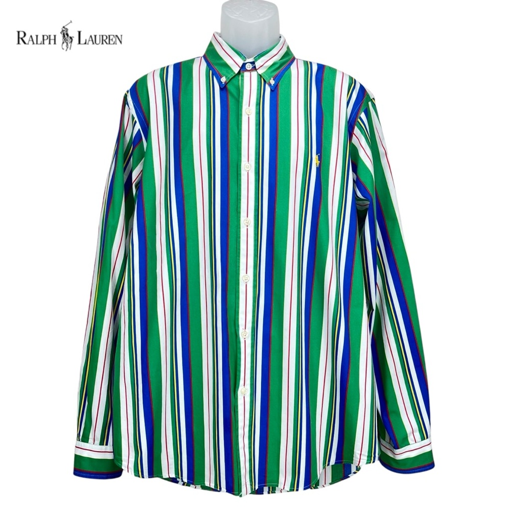 Ralph Lauren Men's XL Multicolor Striped Classic Fit 100% Cotton Button Up Shirt